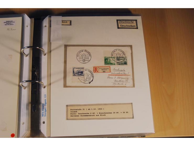 1885/1993, 9-bändige Sammlung "Eingeschriebene Drucksachen" mit insgesamt 370 Briefen, Karten und Streifbändern; vertreten is