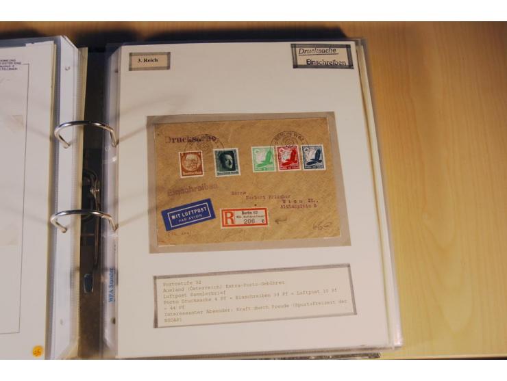 1885/1993, 9-bändige Sammlung "Eingeschriebene Drucksachen" mit insgesamt 370 Briefen, Karten und Streifbändern; vertreten is