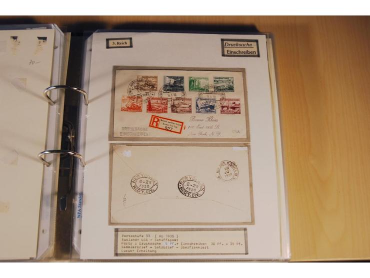 1885/1993, 9-bändige Sammlung "Eingeschriebene Drucksachen" mit insgesamt 370 Briefen, Karten und Streifbändern; vertreten is