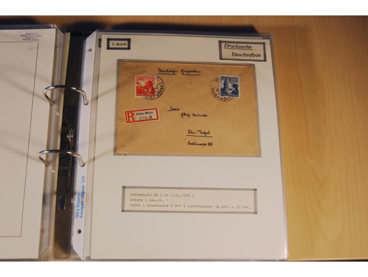1885/1993, 9-bändige Sammlung "Eingeschriebene Drucksachen" mit insgesamt 370 Briefen, Karten und Streifbändern; vertreten is