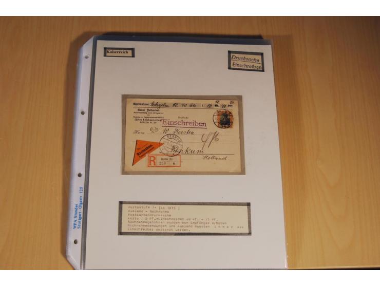 1885/1993, 9-bändige Sammlung "Eingeschriebene Drucksachen" mit insgesamt 370 Briefen, Karten und Streifbändern; vertreten is