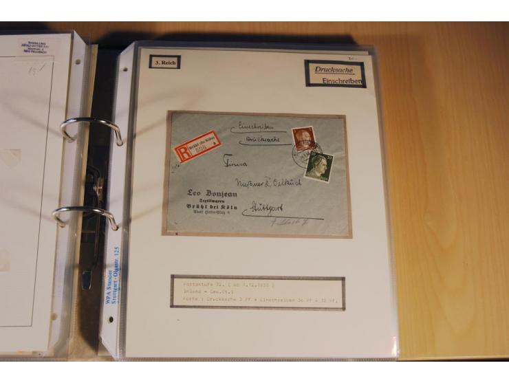 1885/1993, 9-bändige Sammlung "Eingeschriebene Drucksachen" mit insgesamt 370 Briefen, Karten und Streifbändern; vertreten is