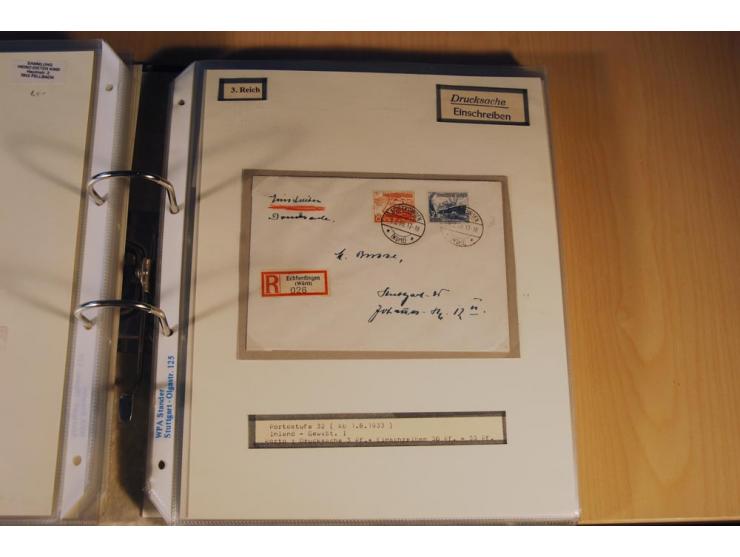 1885/1993, 9-bändige Sammlung "Eingeschriebene Drucksachen" mit insgesamt 370 Briefen, Karten und Streifbändern; vertreten is