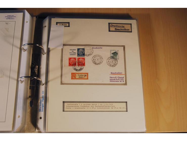 1885/1993, 9-bändige Sammlung "Eingeschriebene Drucksachen" mit insgesamt 370 Briefen, Karten und Streifbändern; vertreten is