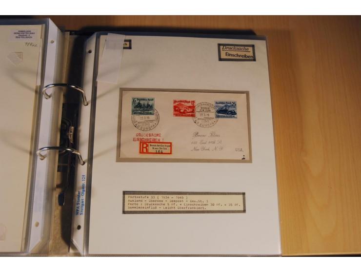 1885/1993, 9-bändige Sammlung "Eingeschriebene Drucksachen" mit insgesamt 370 Briefen, Karten und Streifbändern; vertreten is