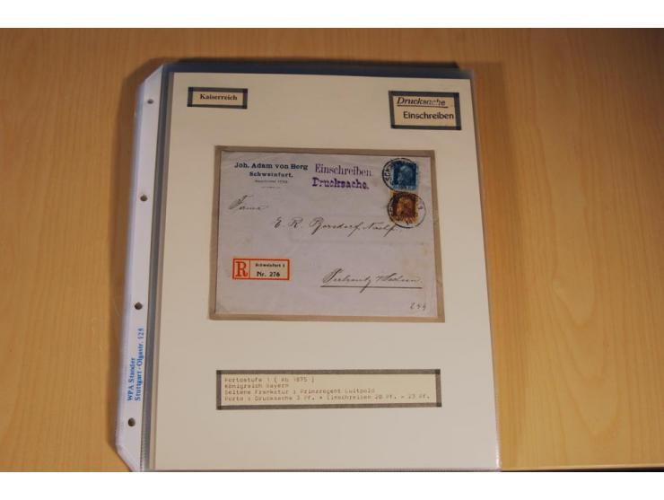 1885/1993, 9-bändige Sammlung "Eingeschriebene Drucksachen" mit insgesamt 370 Briefen, Karten und Streifbändern; vertreten is