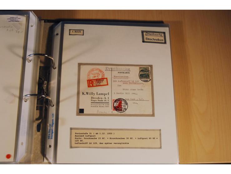 1885/1993, 9-bändige Sammlung "Eingeschriebene Drucksachen" mit insgesamt 370 Briefen, Karten und Streifbändern; vertreten is