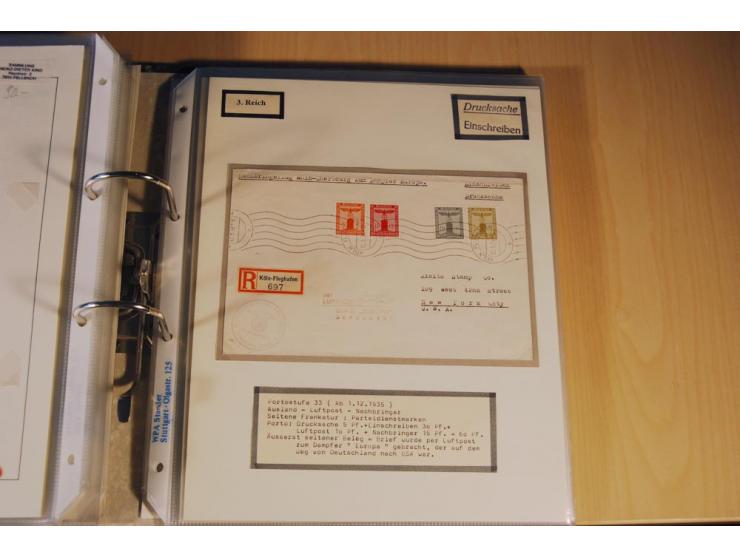 1885/1993, 9-bändige Sammlung "Eingeschriebene Drucksachen" mit insgesamt 370 Briefen, Karten und Streifbändern; vertreten is