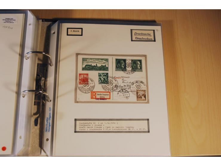 1885/1993, 9-bändige Sammlung "Eingeschriebene Drucksachen" mit insgesamt 370 Briefen, Karten und Streifbändern; vertreten is