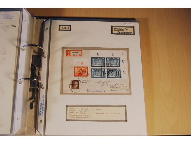 1885/1993, 9-bändige Sammlung "Eingeschriebene Drucksachen" mit insgesamt 370 Briefen, Karten und Streifbändern; vertreten is