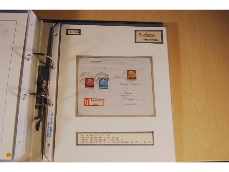1885/1993, 9-bändige Sammlung "Eingeschriebene Drucksachen" mit insgesamt 370 Briefen, Karten und Streifbändern; vertreten is