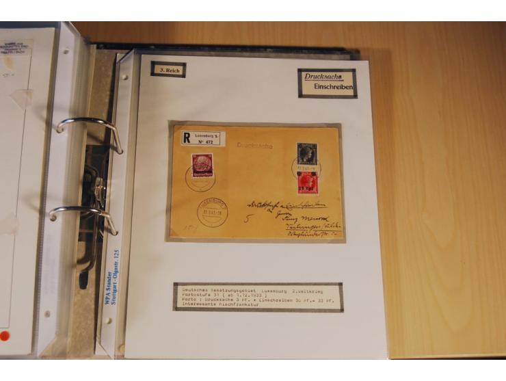 1885/1993, 9-bändige Sammlung "Eingeschriebene Drucksachen" mit insgesamt 370 Briefen, Karten und Streifbändern; vertreten is