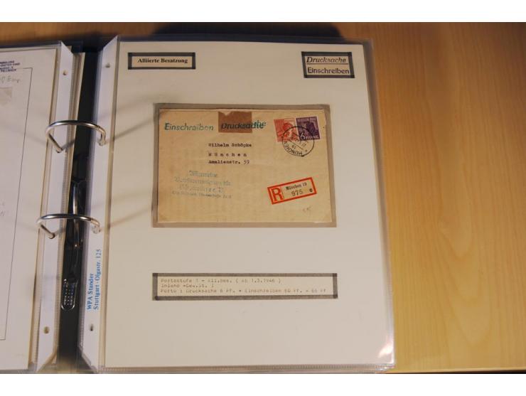 1885/1993, 9-bändige Sammlung "Eingeschriebene Drucksachen" mit insgesamt 370 Briefen, Karten und Streifbändern; vertreten is
