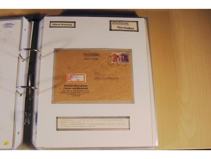 1885/1993, 9-bändige Sammlung "Eingeschriebene Drucksachen" mit insgesamt 370 Briefen, Karten und Streifbändern; vertreten is