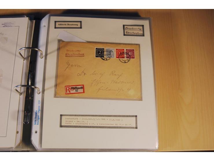 1885/1993, 9-bändige Sammlung "Eingeschriebene Drucksachen" mit insgesamt 370 Briefen, Karten und Streifbändern; vertreten is