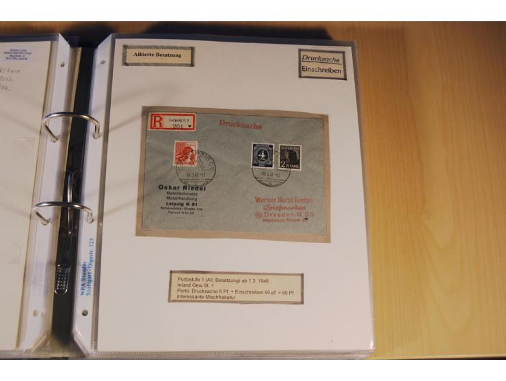 1885/1993, 9-bändige Sammlung "Eingeschriebene Drucksachen" mit insgesamt 370 Briefen, Karten und Streifbändern; vertreten is