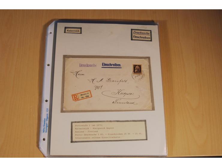 1885/1993, 9-bändige Sammlung "Eingeschriebene Drucksachen" mit insgesamt 370 Briefen, Karten und Streifbändern; vertreten is