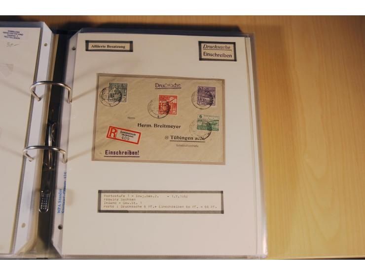1885/1993, 9-bändige Sammlung "Eingeschriebene Drucksachen" mit insgesamt 370 Briefen, Karten und Streifbändern; vertreten is