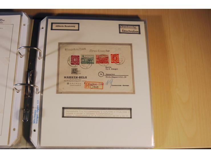 1885/1993, 9-bändige Sammlung "Eingeschriebene Drucksachen" mit insgesamt 370 Briefen, Karten und Streifbändern; vertreten is
