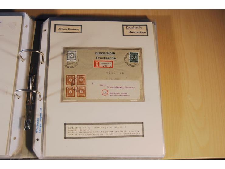 1885/1993, 9-bändige Sammlung "Eingeschriebene Drucksachen" mit insgesamt 370 Briefen, Karten und Streifbändern; vertreten is