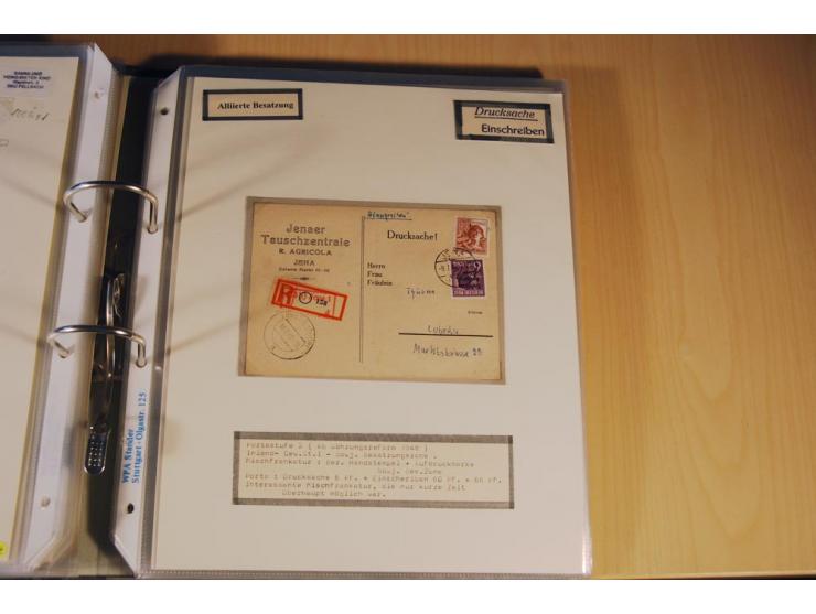 1885/1993, 9-bändige Sammlung "Eingeschriebene Drucksachen" mit insgesamt 370 Briefen, Karten und Streifbändern; vertreten is