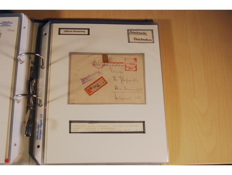 1885/1993, 9-bändige Sammlung "Eingeschriebene Drucksachen" mit insgesamt 370 Briefen, Karten und Streifbändern; vertreten is