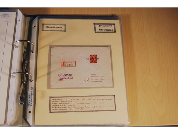 1885/1993, 9-bändige Sammlung "Eingeschriebene Drucksachen" mit insgesamt 370 Briefen, Karten und Streifbändern; vertreten is