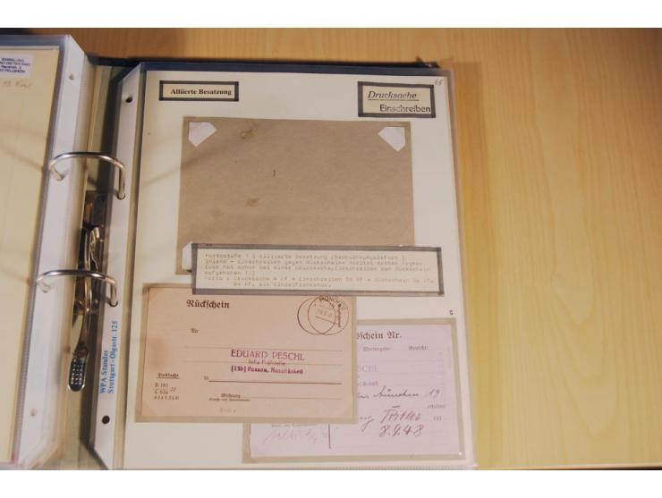 1885/1993, 9-bändige Sammlung "Eingeschriebene Drucksachen" mit insgesamt 370 Briefen, Karten und Streifbändern; vertreten is