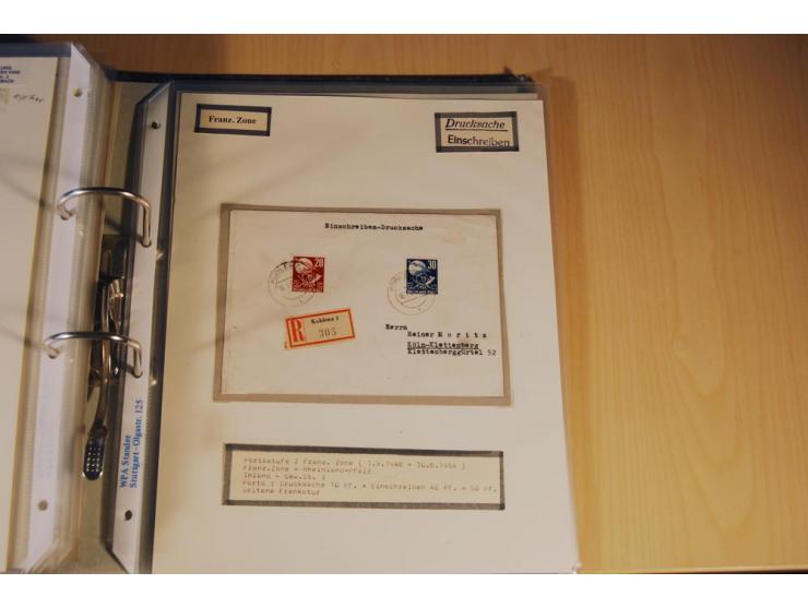 1885/1993, 9-bändige Sammlung "Eingeschriebene Drucksachen" mit insgesamt 370 Briefen, Karten und Streifbändern; vertreten is