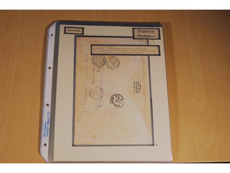 1885/1993, 9-bändige Sammlung "Eingeschriebene Drucksachen" mit insgesamt 370 Briefen, Karten und Streifbändern; vertreten is