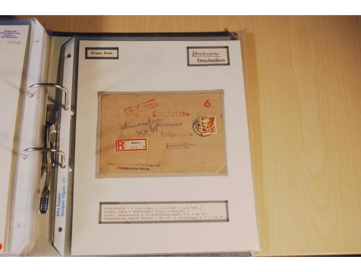 1885/1993, 9-bändige Sammlung "Eingeschriebene Drucksachen" mit insgesamt 370 Briefen, Karten und Streifbändern; vertreten is