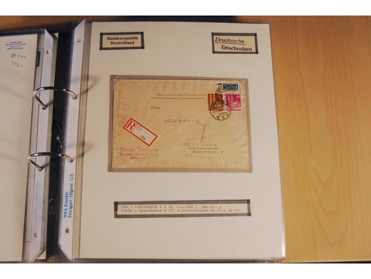 1885/1993, 9-bändige Sammlung "Eingeschriebene Drucksachen" mit insgesamt 370 Briefen, Karten und Streifbändern; vertreten is