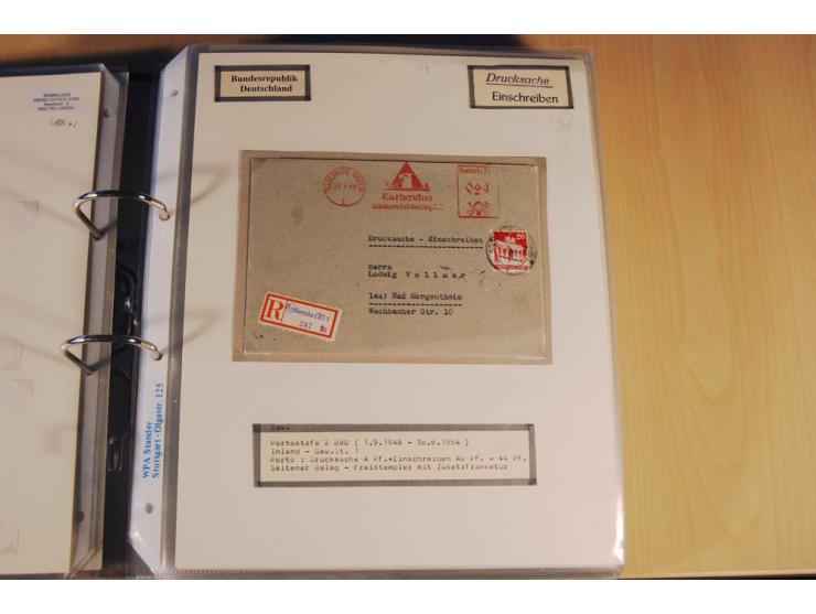 1885/1993, 9-bändige Sammlung "Eingeschriebene Drucksachen" mit insgesamt 370 Briefen, Karten und Streifbändern; vertreten is