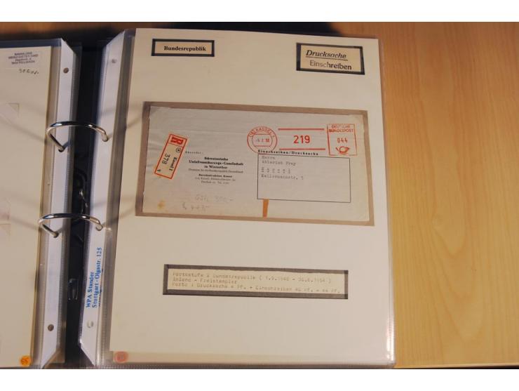 1885/1993, 9-bändige Sammlung "Eingeschriebene Drucksachen" mit insgesamt 370 Briefen, Karten und Streifbändern; vertreten is