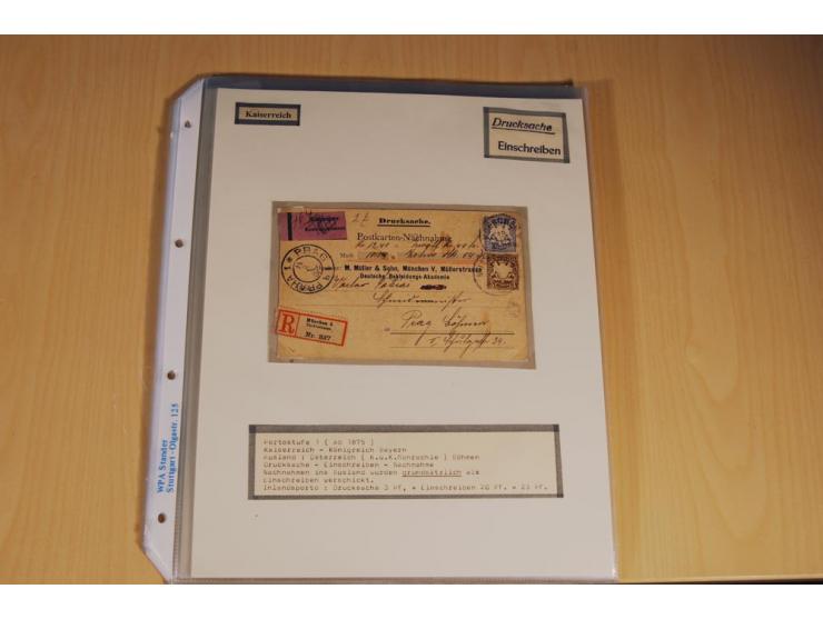 1885/1993, 9-bändige Sammlung "Eingeschriebene Drucksachen" mit insgesamt 370 Briefen, Karten und Streifbändern; vertreten is