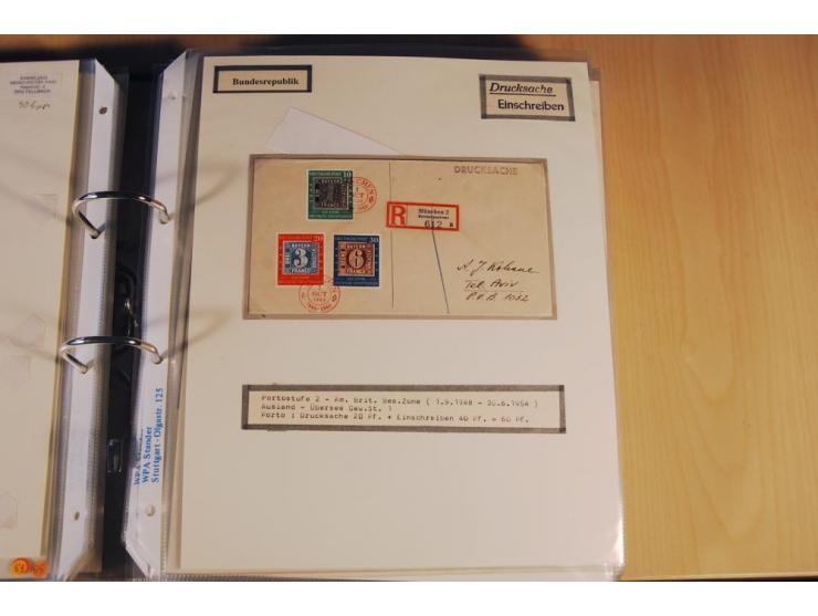 1885/1993, 9-bändige Sammlung "Eingeschriebene Drucksachen" mit insgesamt 370 Briefen, Karten und Streifbändern; vertreten is