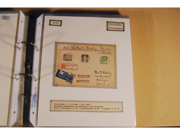 1885/1993, 9-bändige Sammlung "Eingeschriebene Drucksachen" mit insgesamt 370 Briefen, Karten und Streifbändern; vertreten is