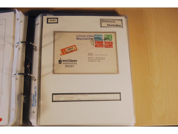 1885/1993, 9-bändige Sammlung "Eingeschriebene Drucksachen" mit insgesamt 370 Briefen, Karten und Streifbändern; vertreten is