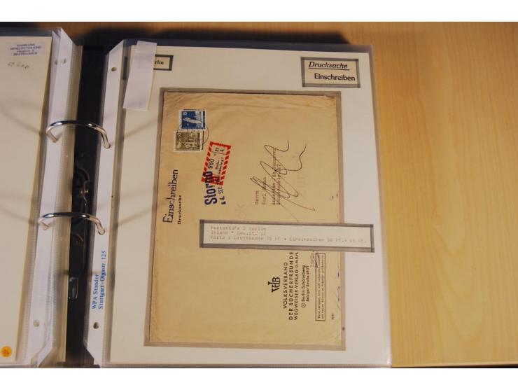 1885/1993, 9-bändige Sammlung "Eingeschriebene Drucksachen" mit insgesamt 370 Briefen, Karten und Streifbändern; vertreten is