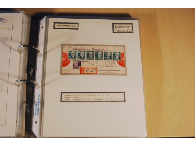 1885/1993, 9-bändige Sammlung "Eingeschriebene Drucksachen" mit insgesamt 370 Briefen, Karten und Streifbändern; vertreten is