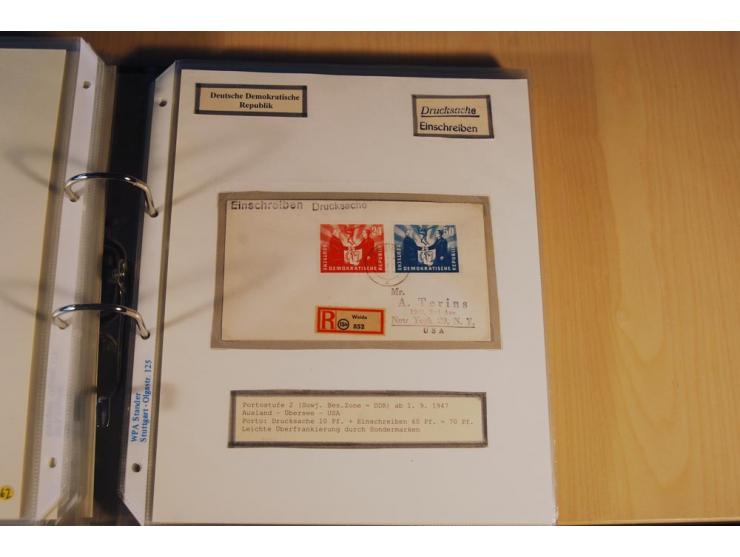 1885/1993, 9-bändige Sammlung "Eingeschriebene Drucksachen" mit insgesamt 370 Briefen, Karten und Streifbändern; vertreten is