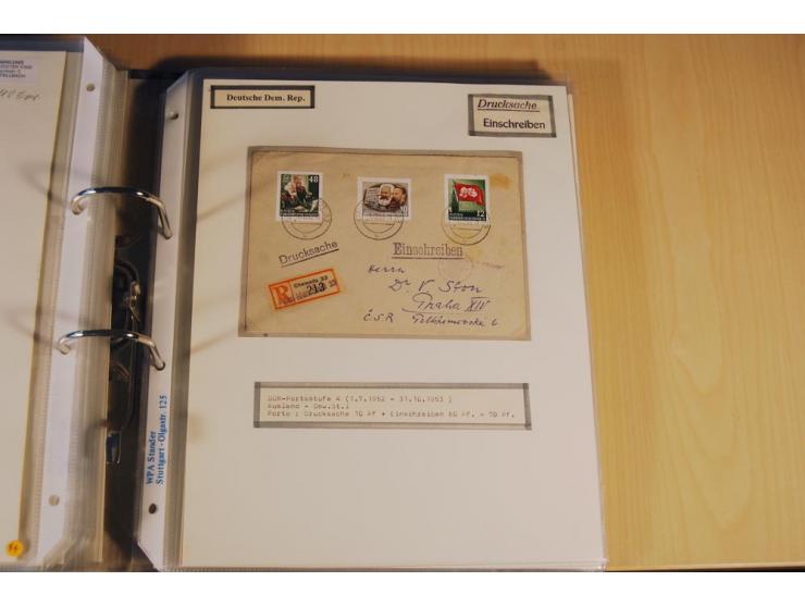 1885/1993, 9-bändige Sammlung "Eingeschriebene Drucksachen" mit insgesamt 370 Briefen, Karten und Streifbändern; vertreten is