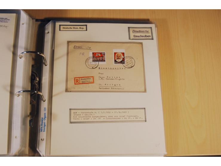 1885/1993, 9-bändige Sammlung "Eingeschriebene Drucksachen" mit insgesamt 370 Briefen, Karten und Streifbändern; vertreten is