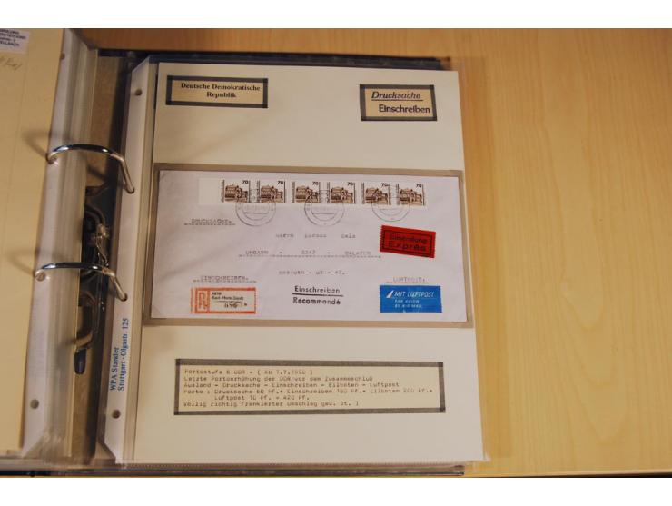 1885/1993, 9-bändige Sammlung "Eingeschriebene Drucksachen" mit insgesamt 370 Briefen, Karten und Streifbändern; vertreten is