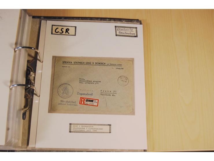 1885/1993, 9-bändige Sammlung "Eingeschriebene Drucksachen" mit insgesamt 370 Briefen, Karten und Streifbändern; vertreten is