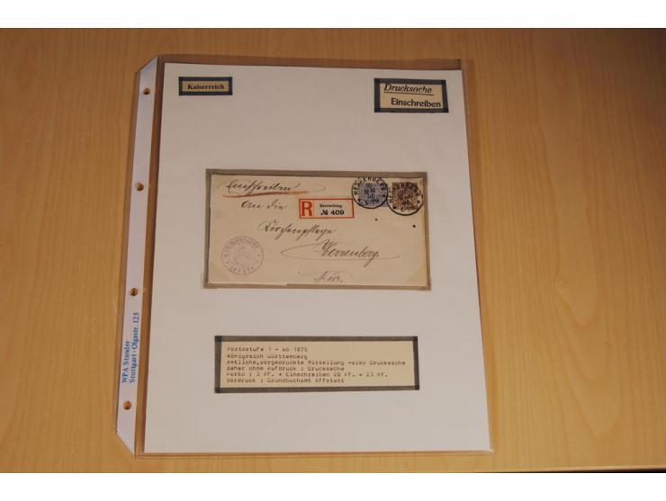 1885/1993, 9-bändige Sammlung "Eingeschriebene Drucksachen" mit insgesamt 370 Briefen, Karten und Streifbändern; vertreten is