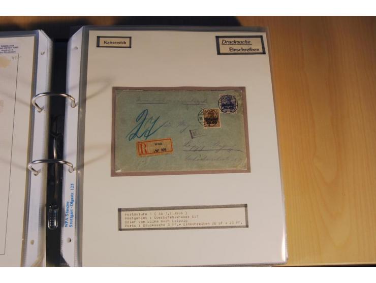 1885/1993, 9-bändige Sammlung "Eingeschriebene Drucksachen" mit insgesamt 370 Briefen, Karten und Streifbändern; vertreten is