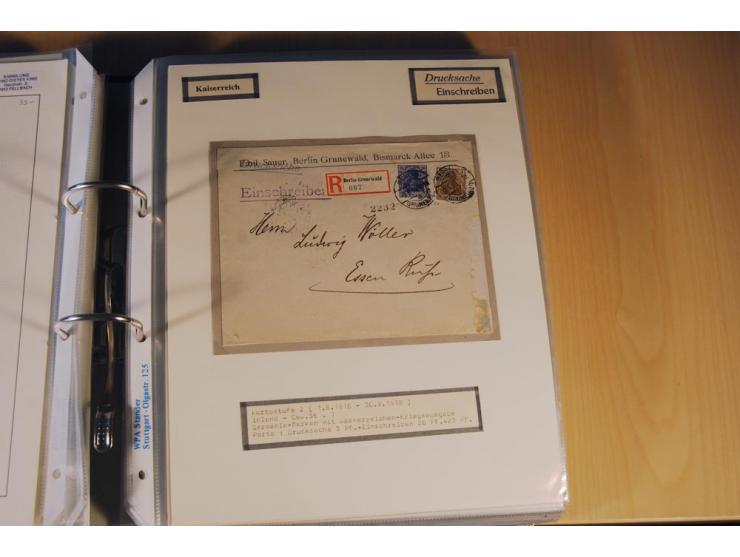 1885/1993, 9-bändige Sammlung "Eingeschriebene Drucksachen" mit insgesamt 370 Briefen, Karten und Streifbändern; vertreten is