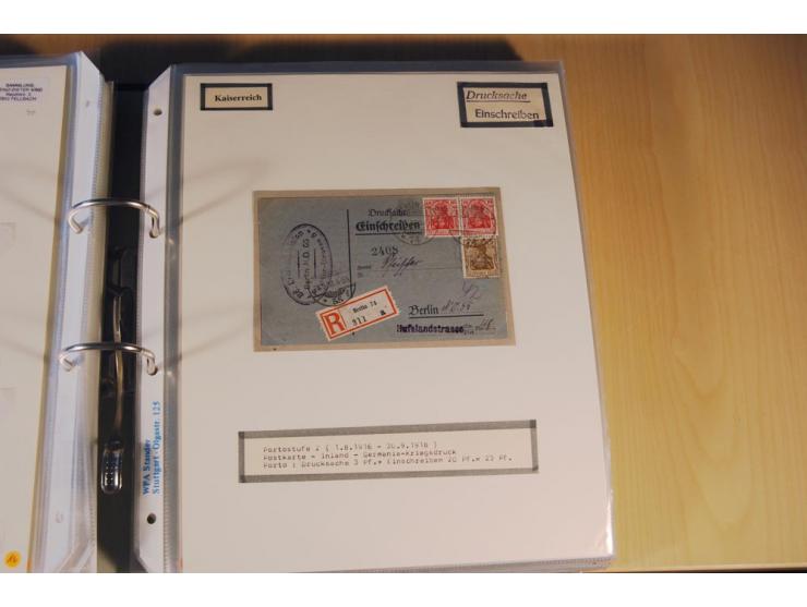 1885/1993, 9-bändige Sammlung "Eingeschriebene Drucksachen" mit insgesamt 370 Briefen, Karten und Streifbändern; vertreten is