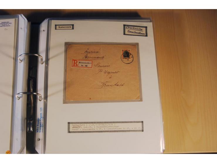 1885/1993, 9-bändige Sammlung "Eingeschriebene Drucksachen" mit insgesamt 370 Briefen, Karten und Streifbändern; vertreten is